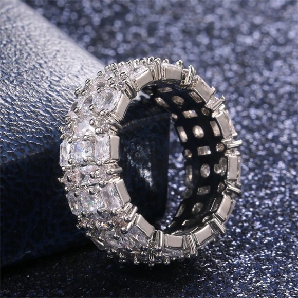 🍁 Fashion Dainty Gems Full Around Zircon Luxury Eternity Rings for Women, PD172 - Picture 9 of 9